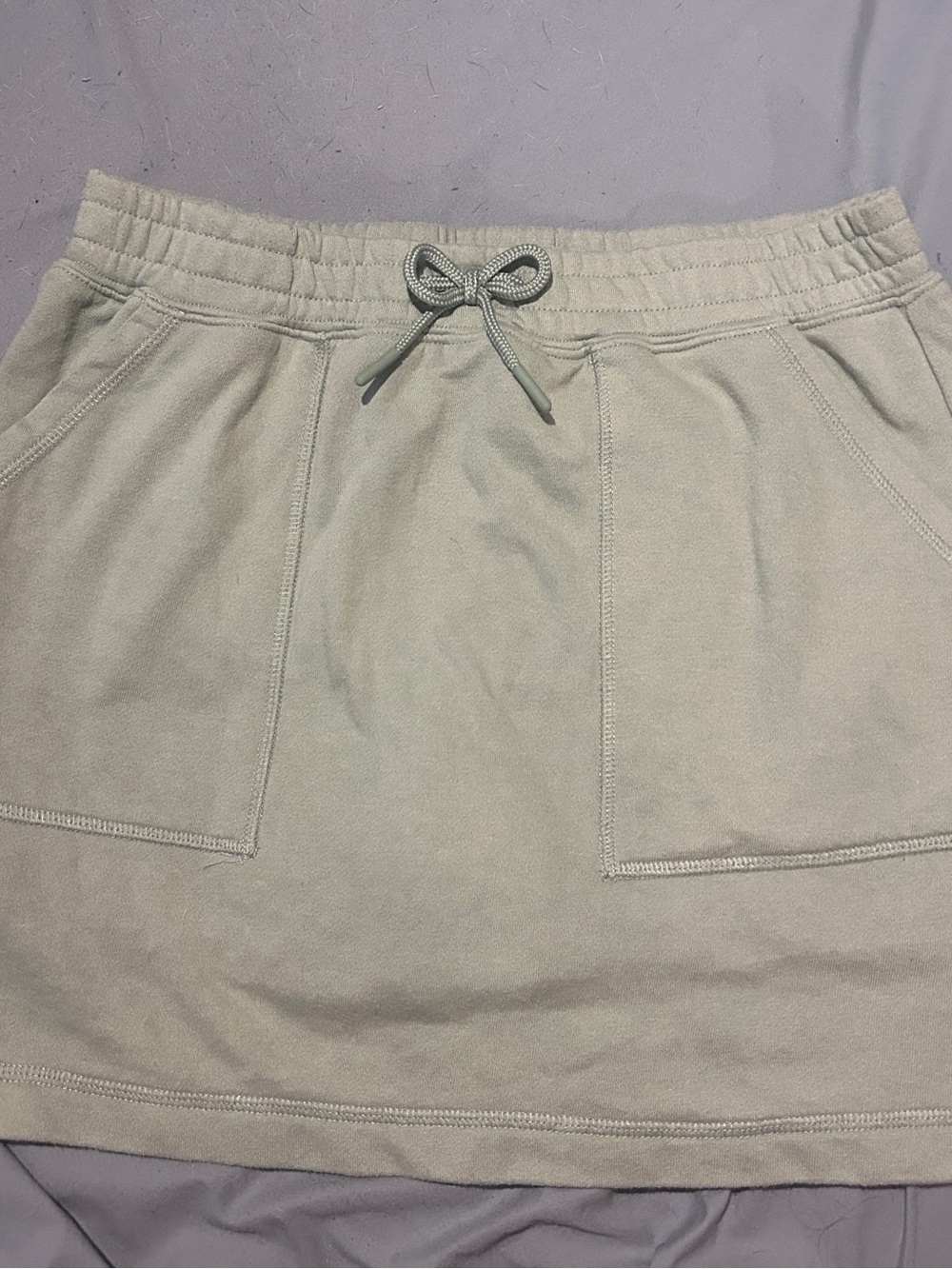 Casual Drawstring Pocket Skirt in Light Green